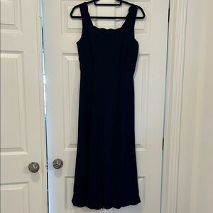 Monteau Midnight Blue Navy Scalloped Jumpsuit
